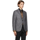 Ermenegildo Zegna Navy and Brown Micro Check Siena Blazer