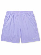Saturdays NYC - Tyler Straight-Leg Logo-Embroidered Crinkled-Shell Shorts - Purple