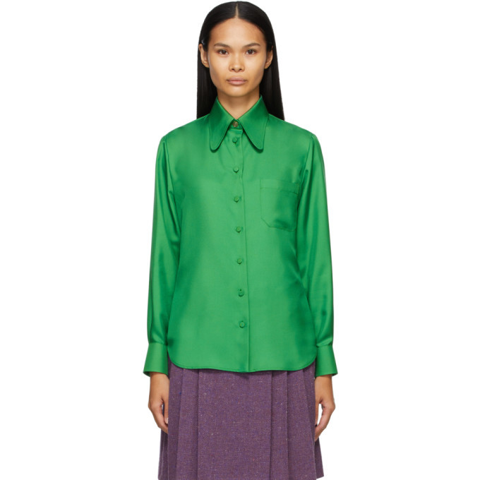 Gucci Green Silk Twill Shirt Gucci