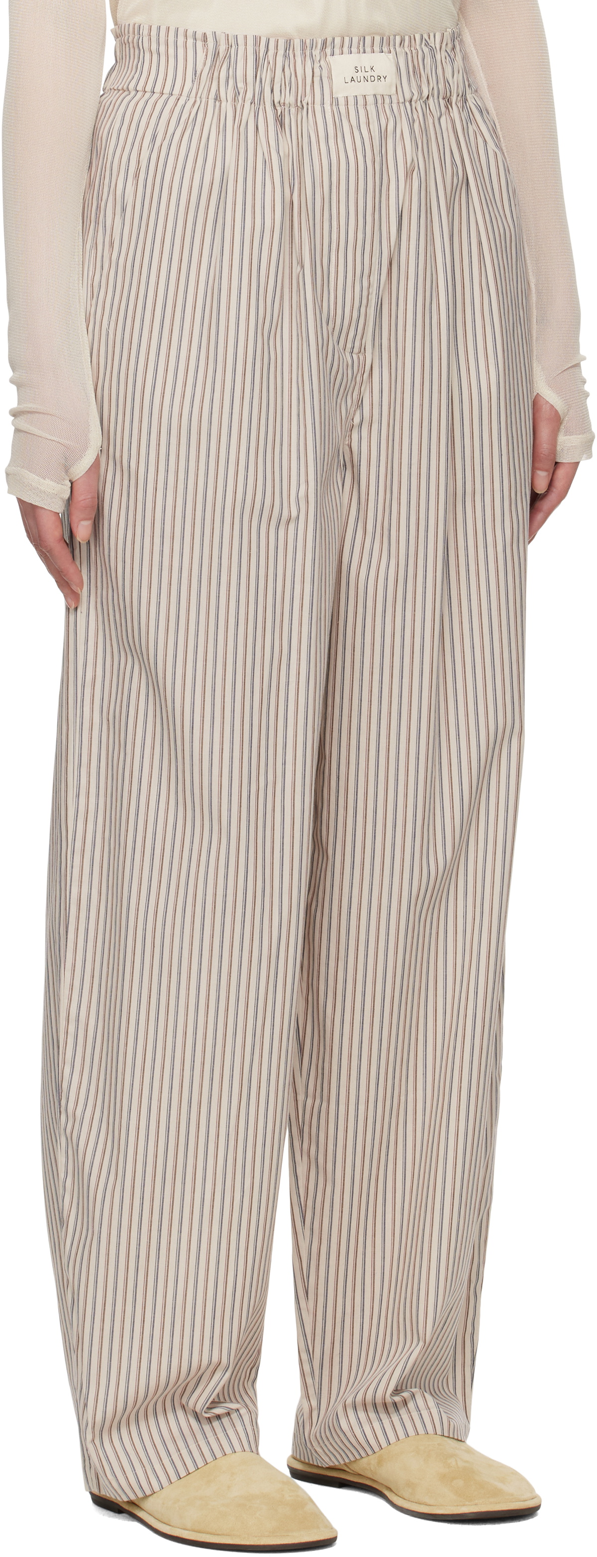 Cotton Silk Paper Bag Pants Slate