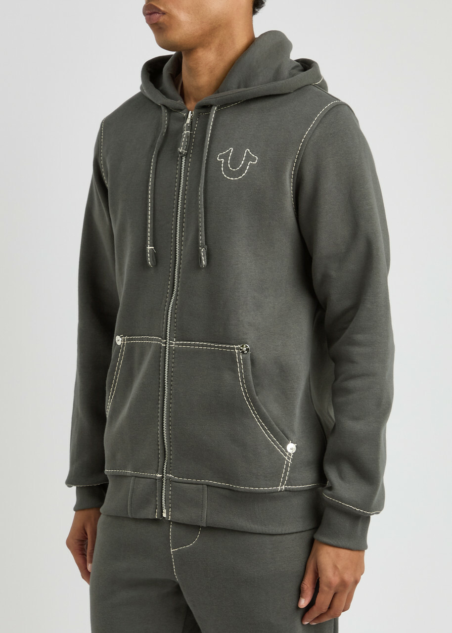 True Religion Big T Hooded Cotton-blend Sweatshirt Grey