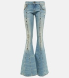 Blumarine - Embellished low-rise flared jeans