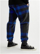 Burberry - Tapered Cotton-Blend Twill-Trimmed Checked Fleece Sweatpants - Blue