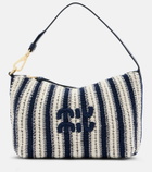 Miu Miu Striped leather-trimmed crochet shoulder bag