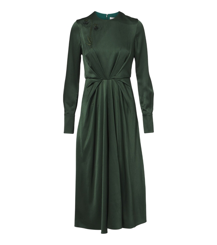 Photo: Erdem Floral-appliqué satin seersucker midi dress