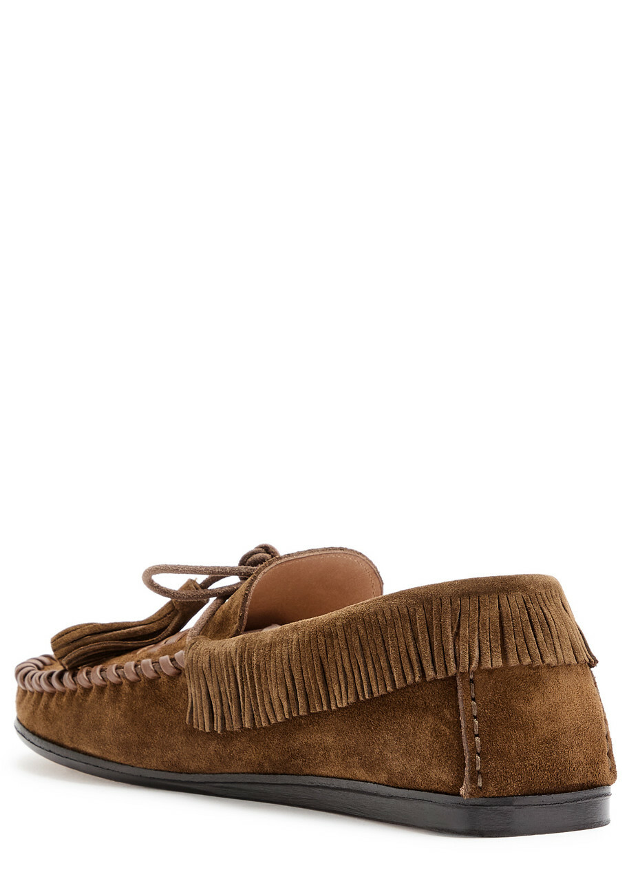 Isabel Marant étoile Fitza Fringed Suede Loafers Camel