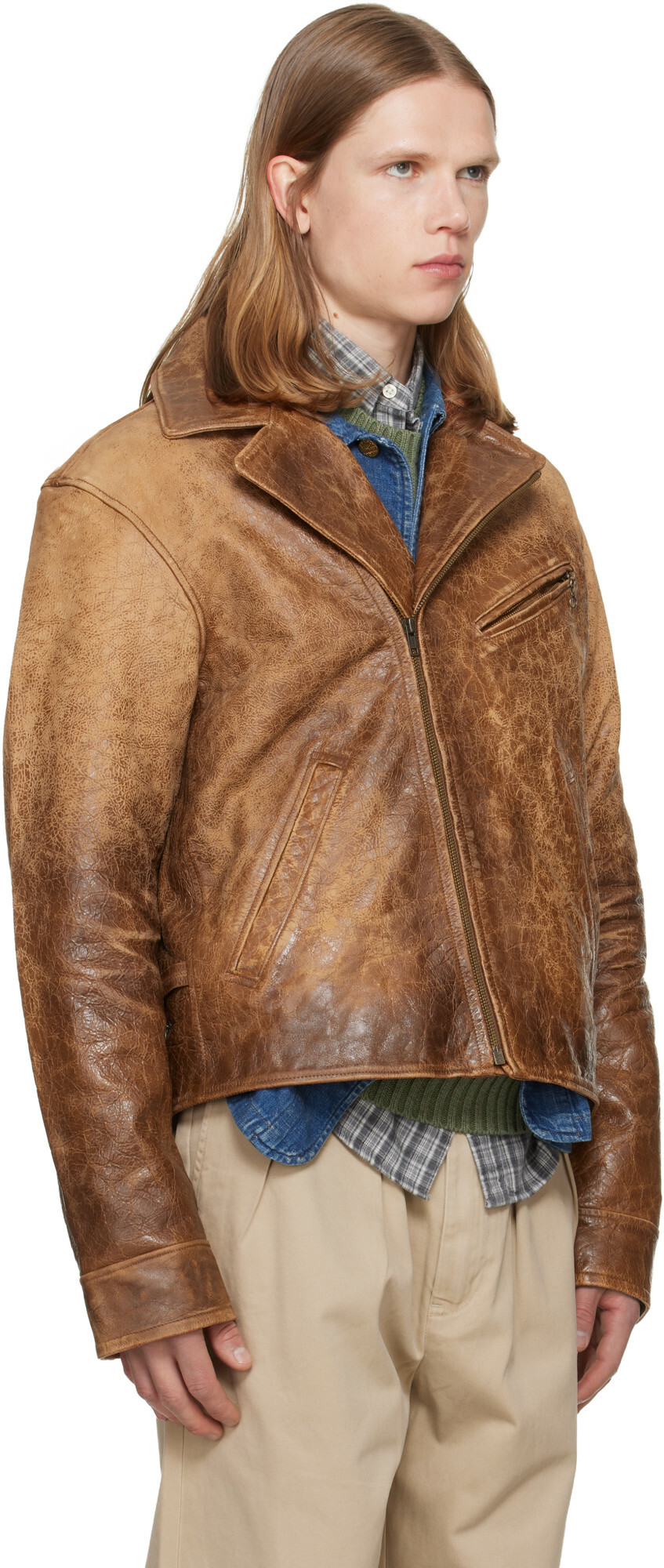 Polo Ralph Lauren Brown Leather Moto Jacket