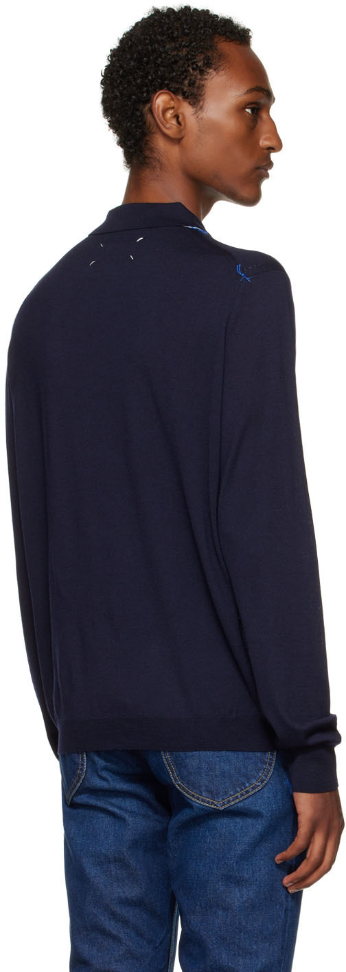 Maison Margiela Navy Work-In-Progress Polo Maison Margiela