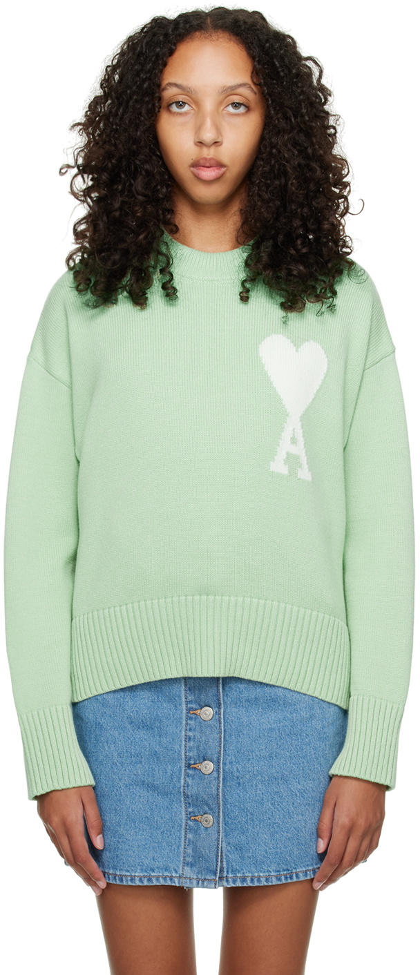 AMI Paris Green Ami De Cœur Sweater