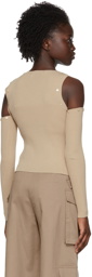 Rokh Beige Viscose Cardigan & Tank Top Set