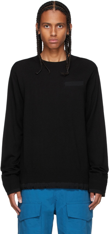 Photo: Sacai Black Knit Drawstring Sweater