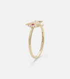 Yvonne Léon Petit Poisson 18kt gold ring with diamonds and rubies