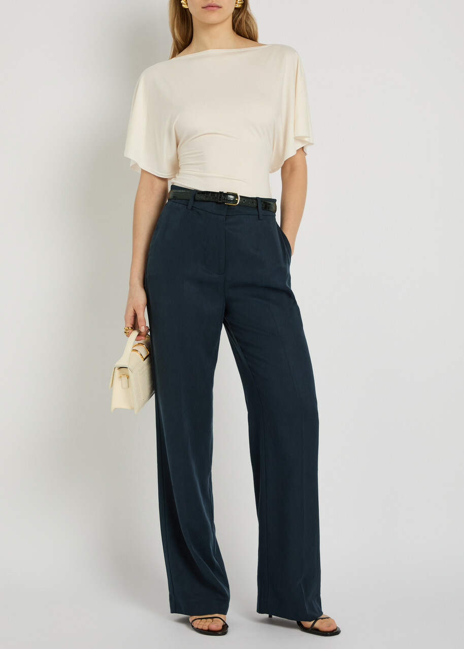 Reformation Gisele Straight-leg Trousers Navy