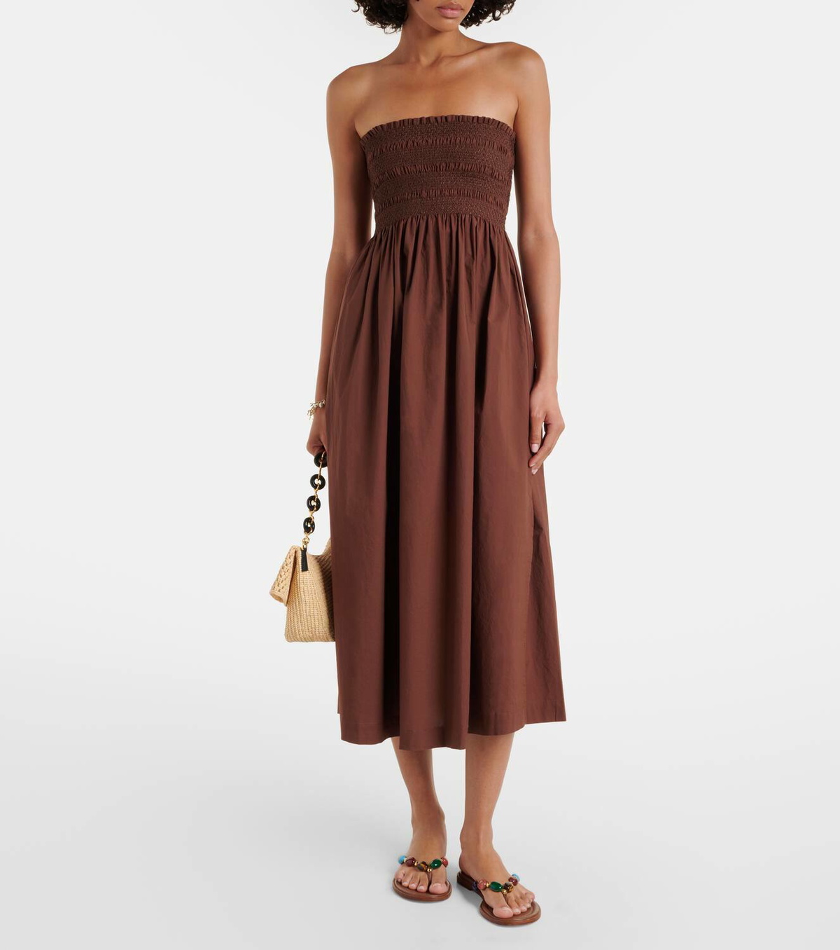 Heidi Klein Grasse shirred cotton poplin midi dress