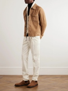 Brunello Cucinelli - Tapered Pleated Cotton-Corduroy Drawstring Trousers - Neutrals