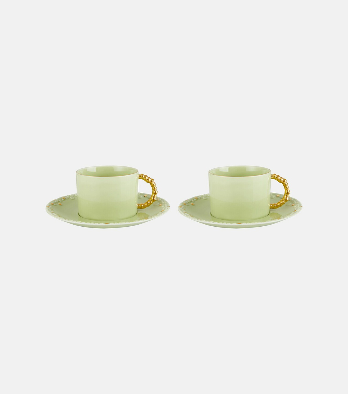L'Objet Malachite Espresso Cup and Saucer Set - Green