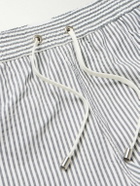 Sunspel - Straight-Leg Mid-Length Striped SEAQUAL®-Blend Seersucker Swim Shorts - Blue