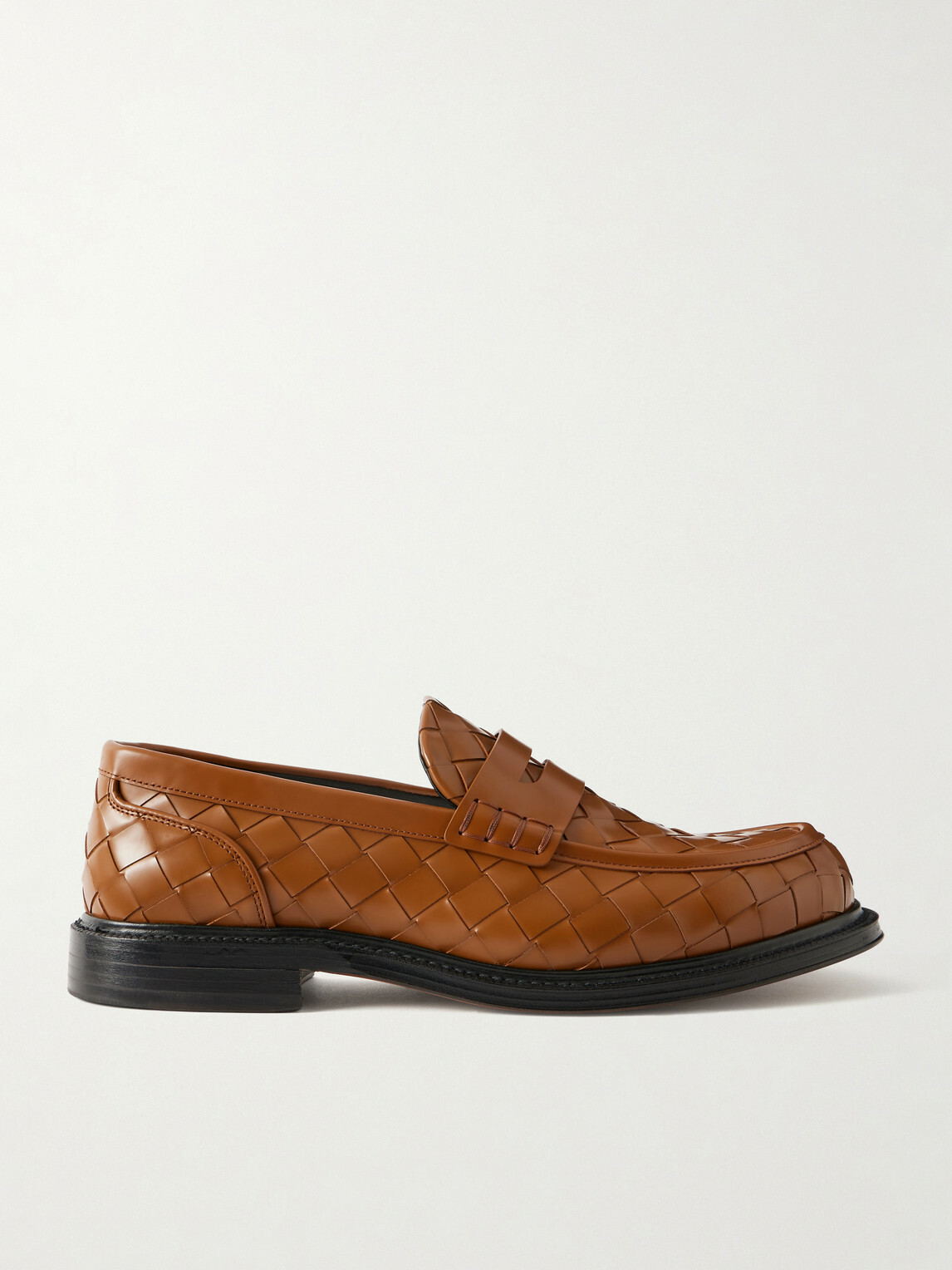 Bottega Veneta - James Woven Leather Penny Loafers - Orange