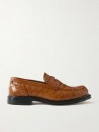 Bottega Veneta - James Woven Leather Penny Loafers - Orange