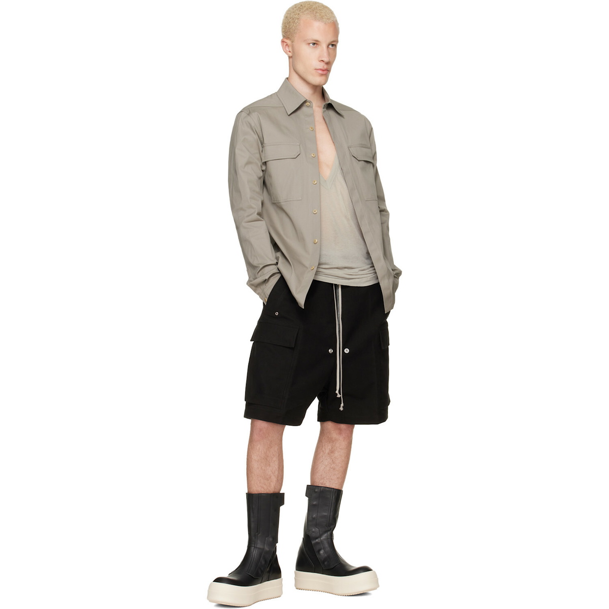 Rick Owens Gray Tower Work Shirt
