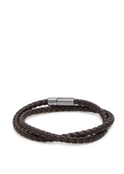 Tateossian Braided Leather Wrap Bracelet Brown