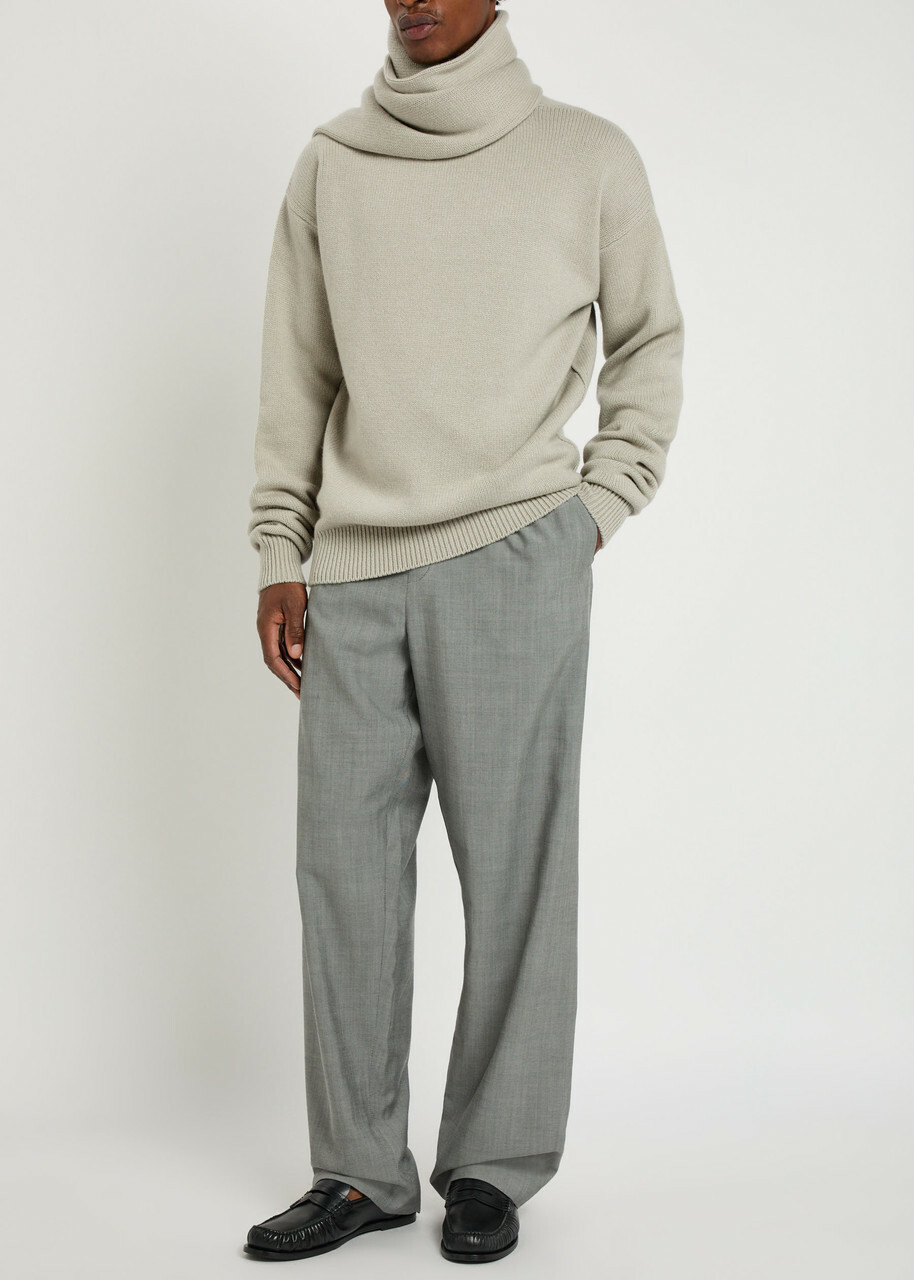 Calvin Klein Scarf-effect Cashmere Jumper Pearl