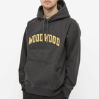 Wood Wood Men's Fred Arch Logo Popover Hoody in Dark Grey Melange