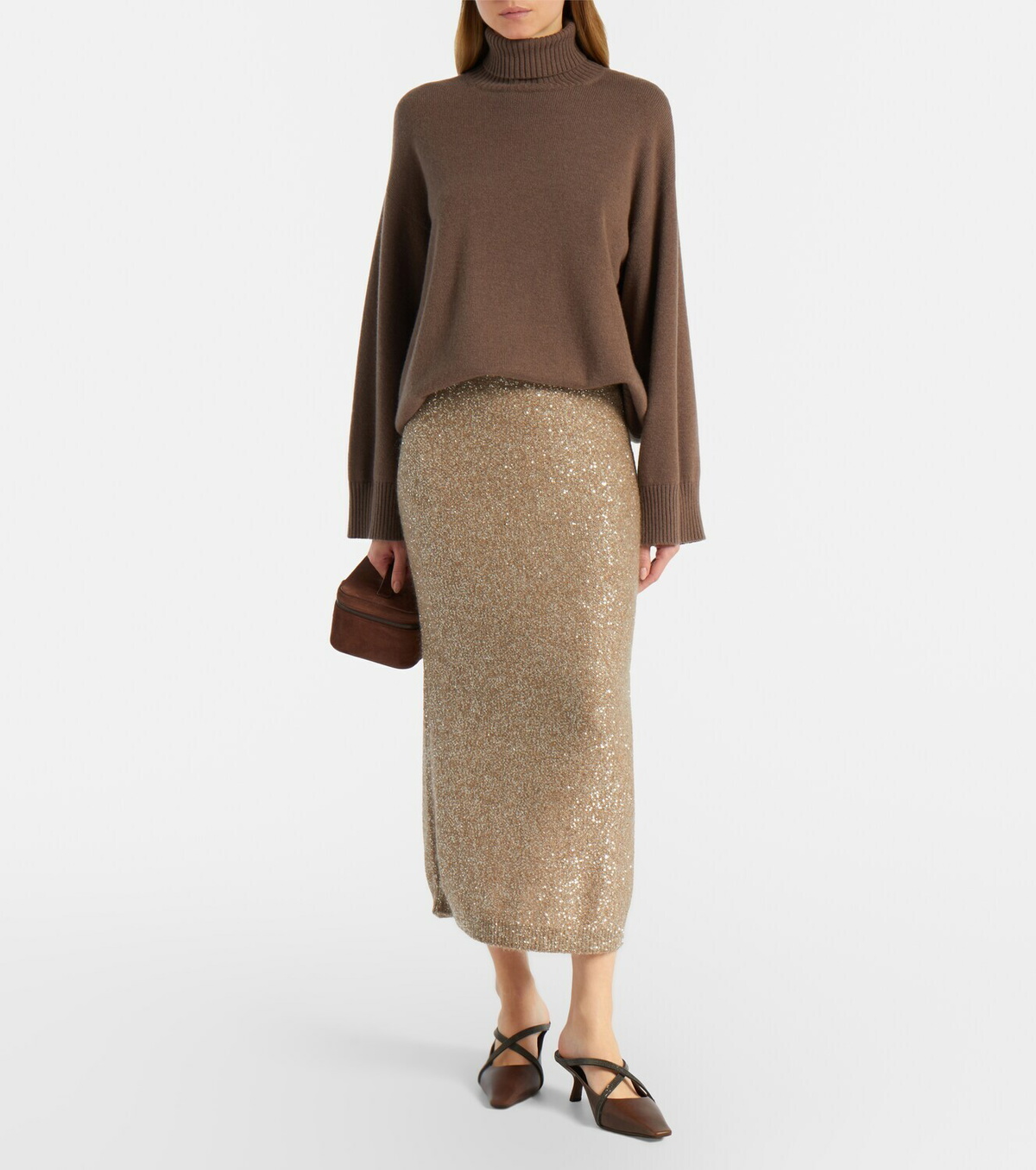 Brunello Cucinelli Lamé pencil skirt