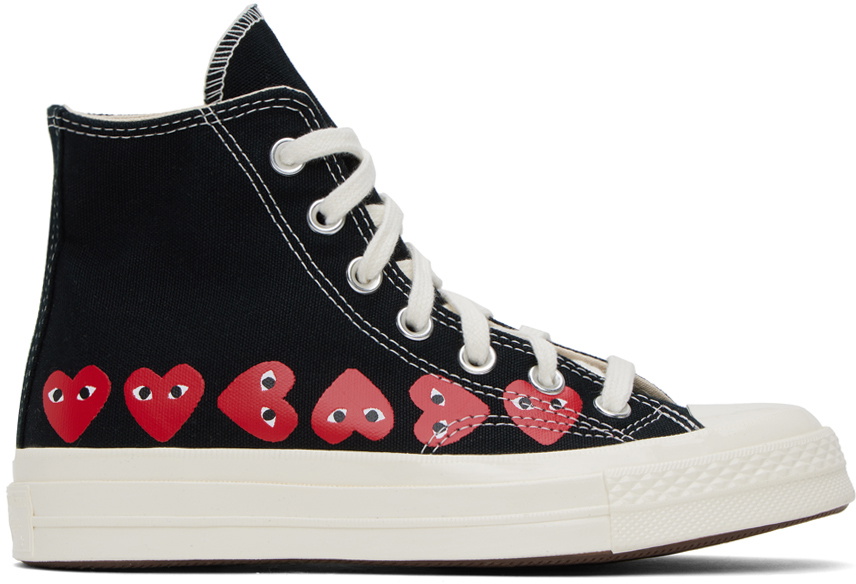 COMME des GARÇONS PLAY Black Converse Edition Chuck 70 Multi Heart Sneakers