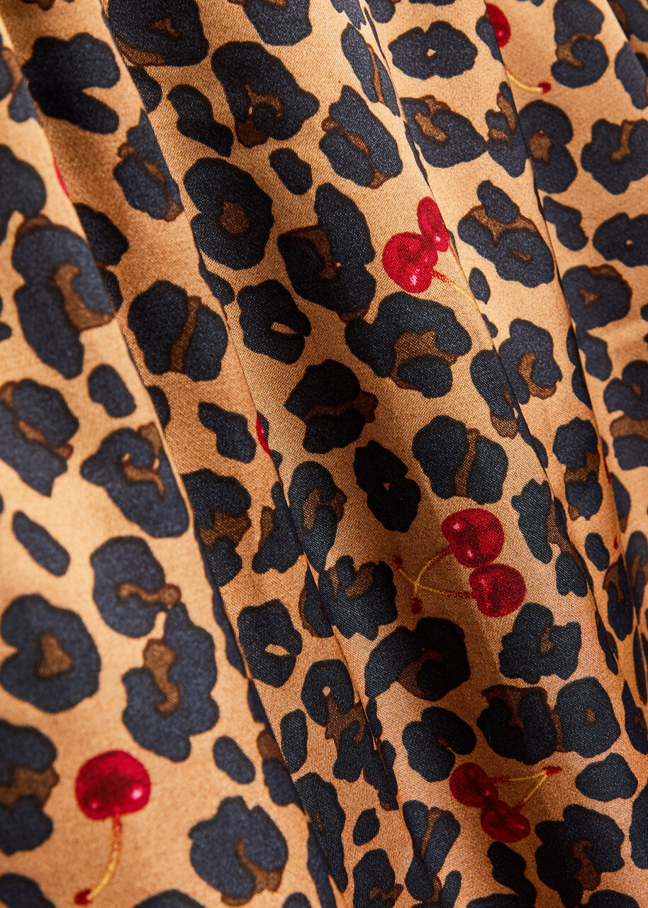 Never Fully Dressed Mimi Cherry and Leopard-print Satin Midi Dress