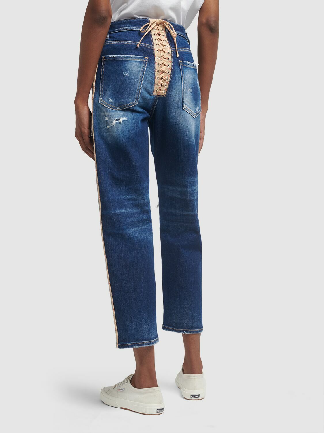 DSQUARED2 - Boston Distressed Denim Lace-up Jeans Dsquared2