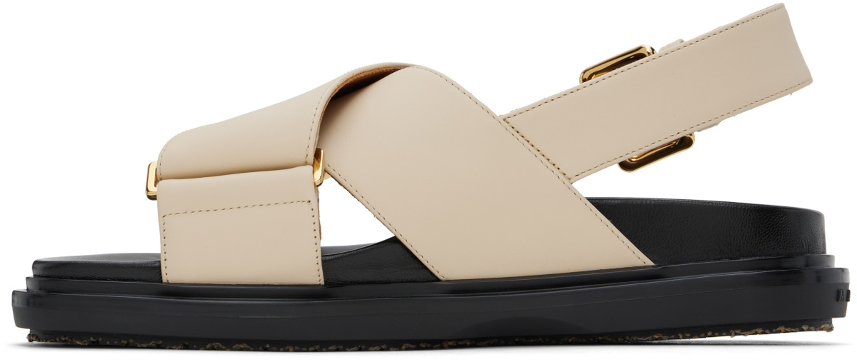 Marni Off-White Leather Fussbett Sandals