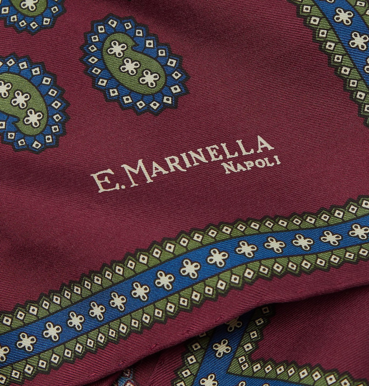 E.MARINELLA - Paisley-Print Silk-Twill Pocket Square - Burgundy