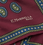E.MARINELLA - Paisley-Print Silk-Twill Pocket Square - Burgundy