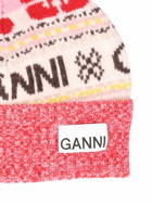 GANNI - Graphic Wool Beanie W/ Pompom