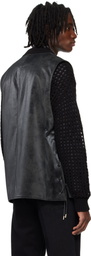 System Black Knotted Faux-Suede Vest