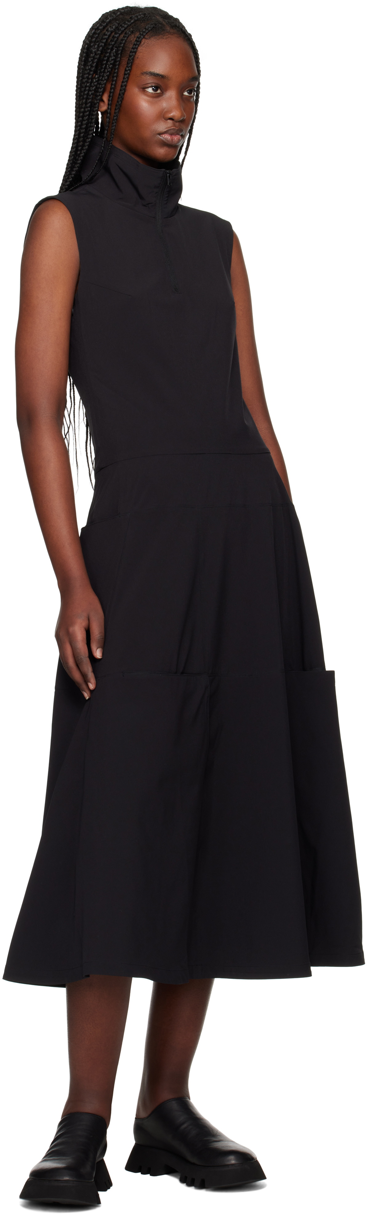 Y-3 Black Half-Zip Midi Dress