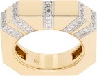 Rainbow K Gold Bold Line Pavé Ring
