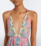 Camilla Floral embellished silk minidress