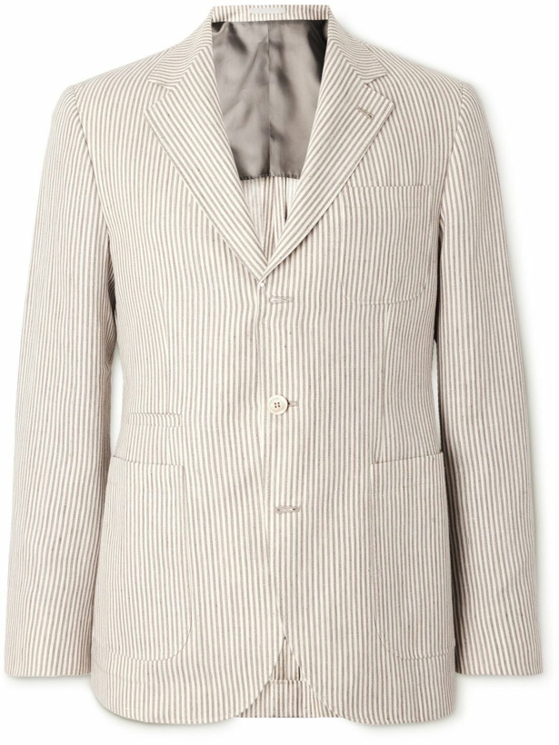 Photo: Brunello Cucinelli - Striped Linen and Cotton-Blend Suit Jacket - Neutrals
