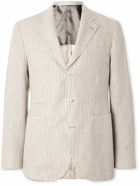Brunello Cucinelli - Striped Linen and Cotton-Blend Suit Jacket - Neutrals