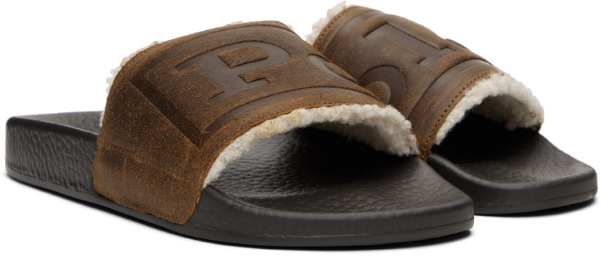 Polo Ralph Lauren Brown Faux-Shearling Slides