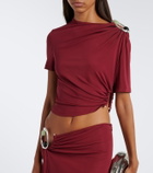 Christopher Esber Orica Crystal ruched jersey crop top