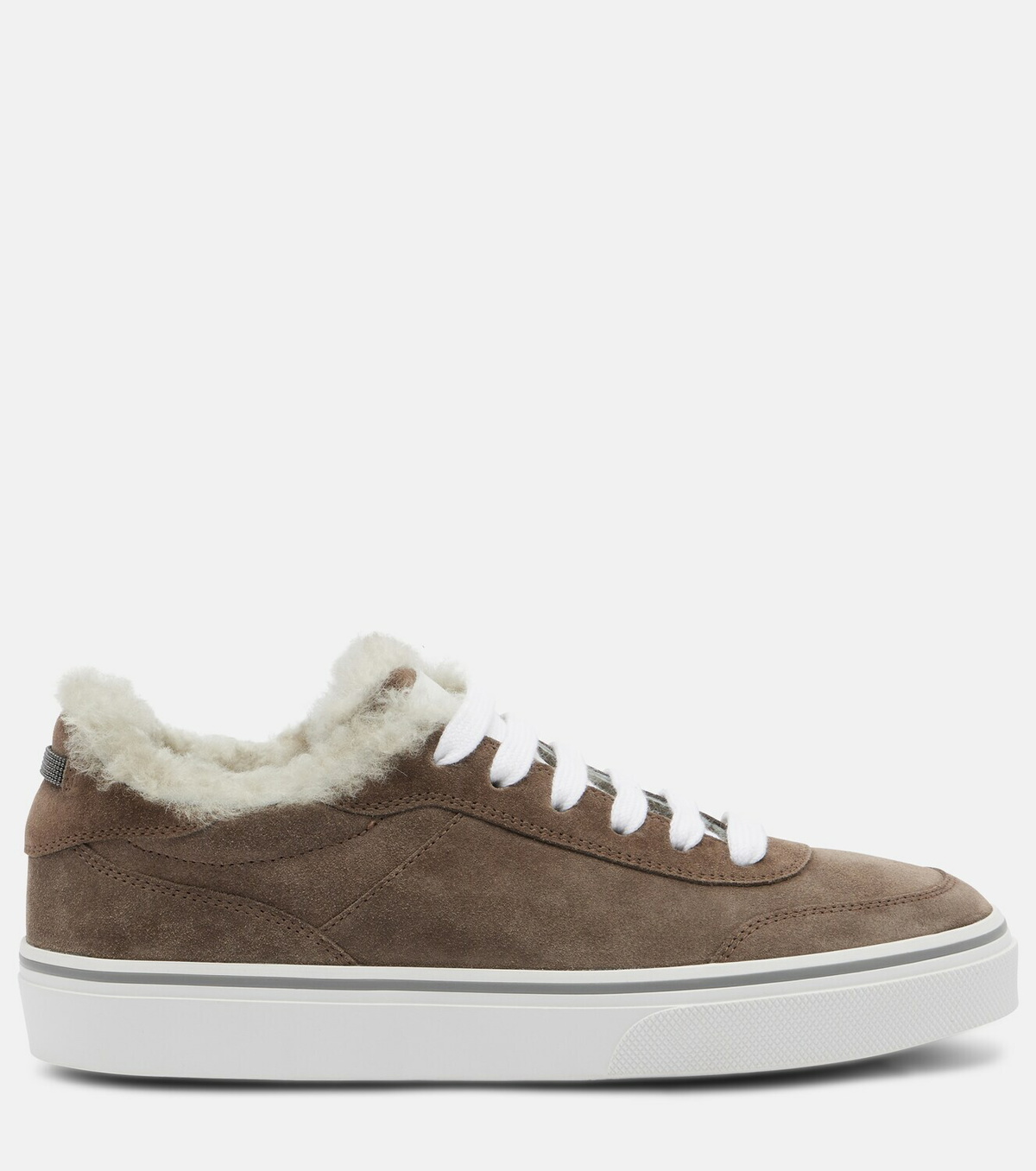 Brunello Cucinelli Monili shearling-trimmed suede sneakers