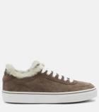 Brunello Cucinelli Monili shearling-trimmed suede sneakers