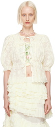 Yuhan Wang Off-White Floral Lace Blouse