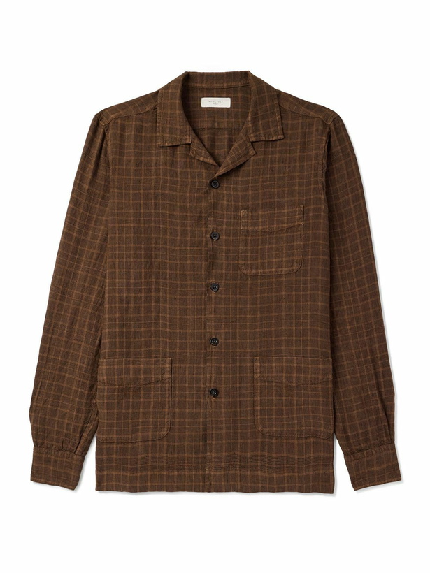 Photo: Boglioli - Camp-Collar Checked Linen Overshirt - Brown