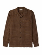 Boglioli - Camp-Collar Checked Linen Overshirt - Brown