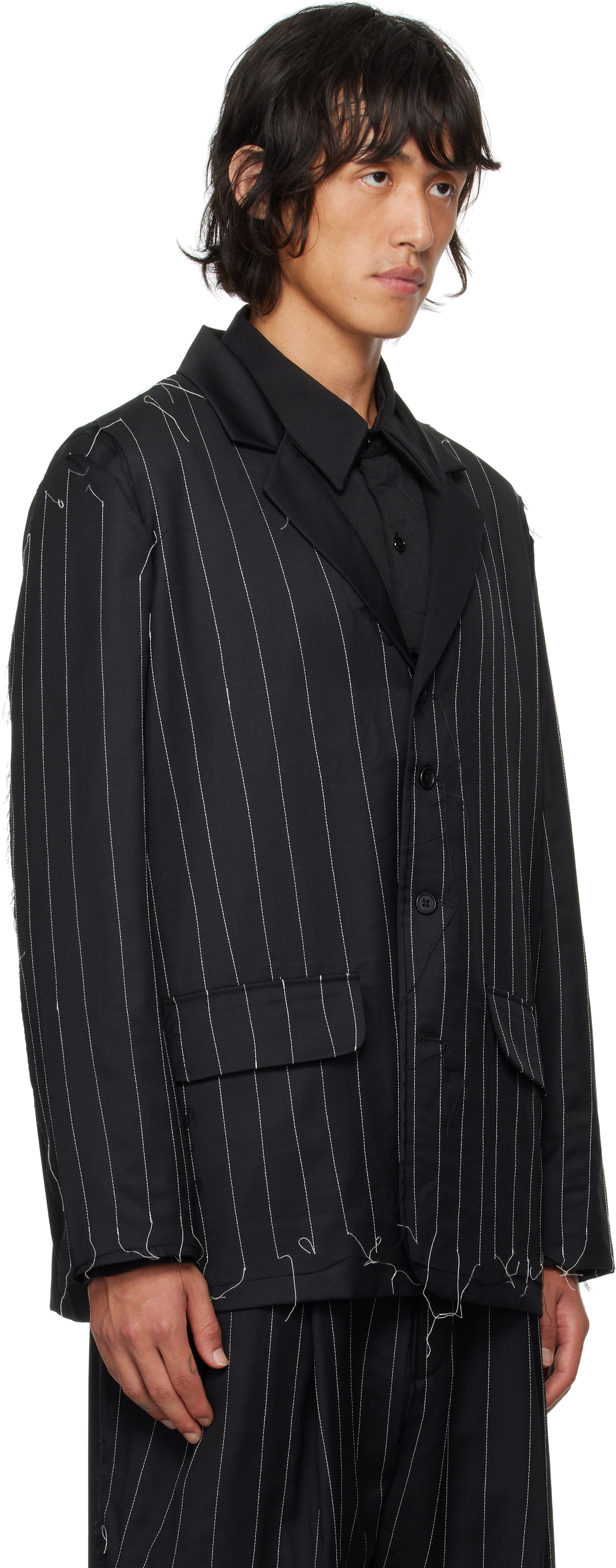 CAMIEL FORTGENS「Split Suit Jacket」 Camiel Fortgens Black Quilted Suit Blazer Camiel Fortgens