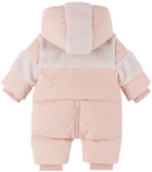 Burberry Baby Pink Down Thomas Bear Appliqué Snowsuit